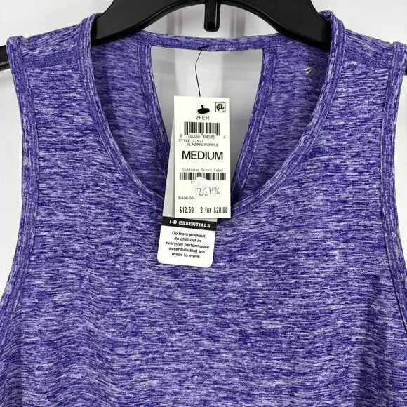 Ideology Heathered Keyhole-Back Sleeveless Tank Top Bright Purple M, $13 NWT - Picture 3 of 4